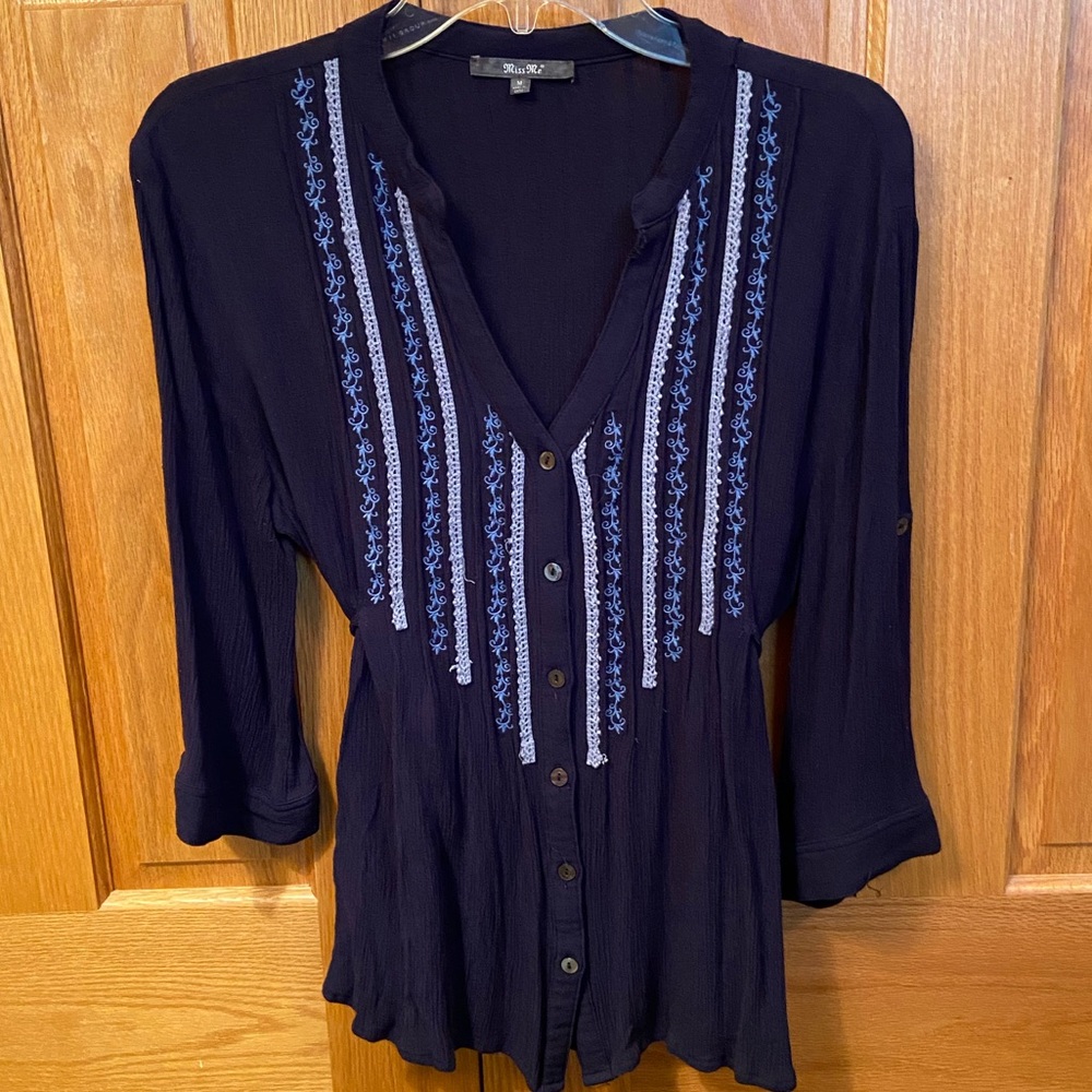 Miss Me Embroidered Blouse